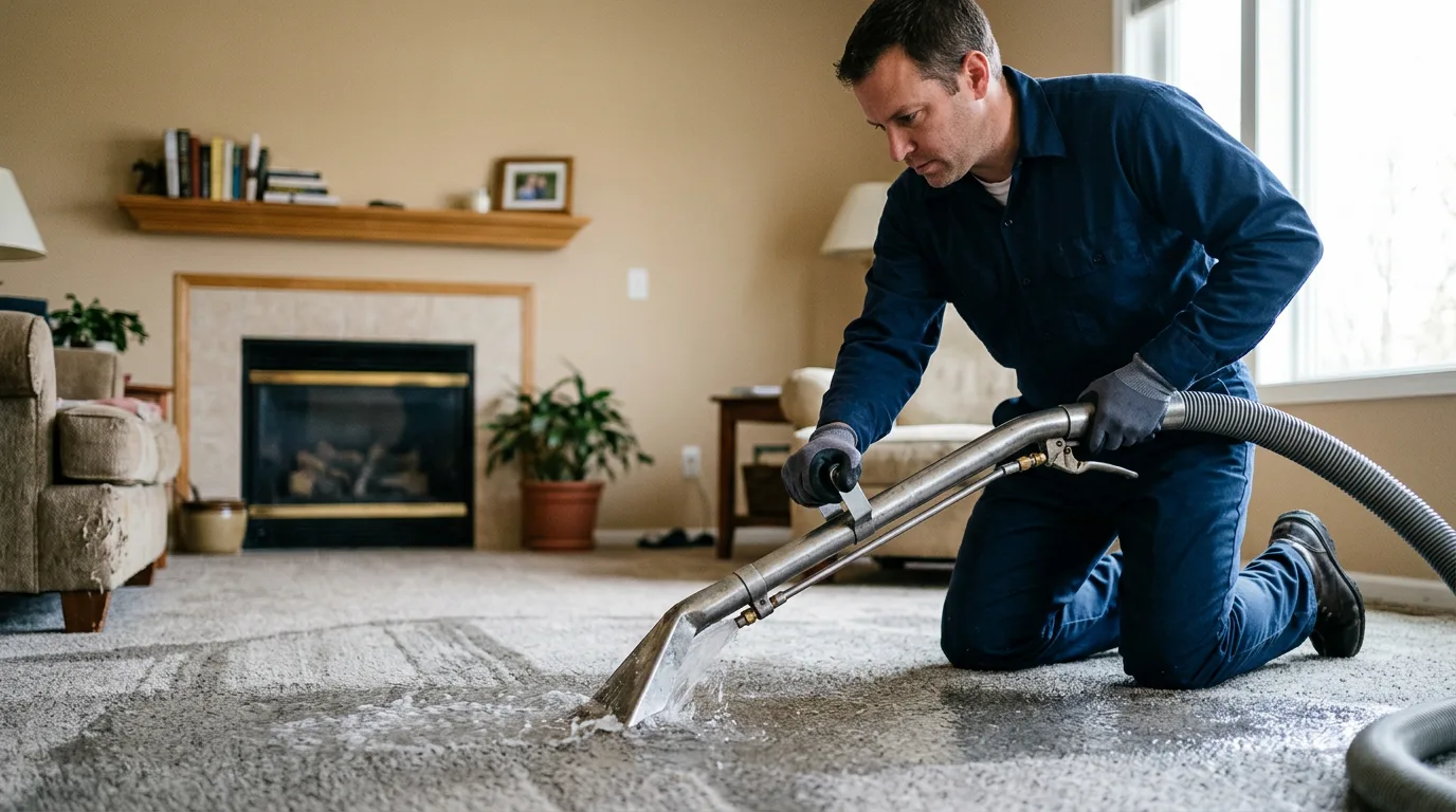 Water damage restoration technician working near Reading, MN